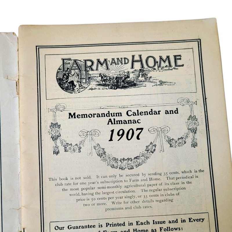 Vintage 1907 FARM AND HOME Almanac & Calendar Art Deco Antique gallery