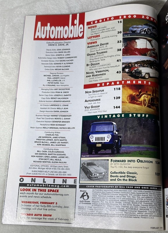 Automobile Magazine February 1999 Vol 13 No 11 Nissan 24OZ Dodge Charger gallery