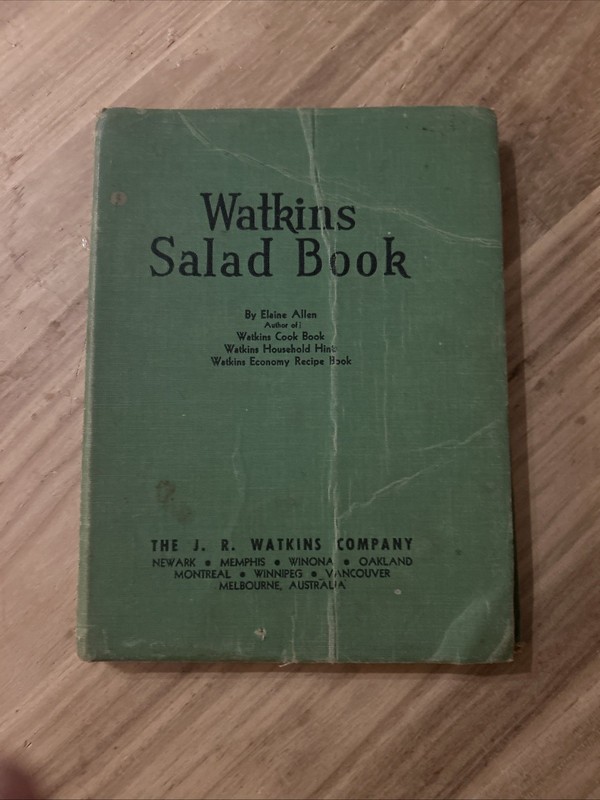 Vintage 1946 Watkins Salad Book by Elaine Allen~ The J.R. Watkins Co Spiral HC