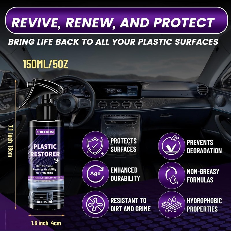 5oz Plastic Restorer Spray - High-Performance UV Protection & Non-Greasy Finish gallery