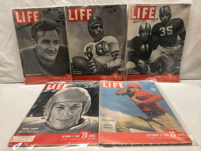 Life Magazine – Football Lot 5: 1940 – 1949 Ohio State, Michigan University Rare