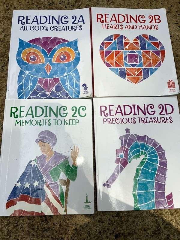 BJU Press Reading 2A , 2B, 2C, 2D Student 3rd Edition, 2nd Grade, 4 Books Set PB