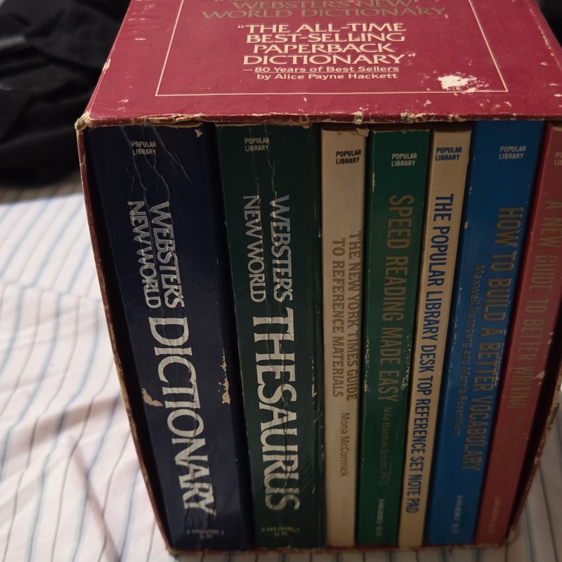 Popular Library Desk Top Reference Set Box Set w/ Webster’s RARE Vintage antique