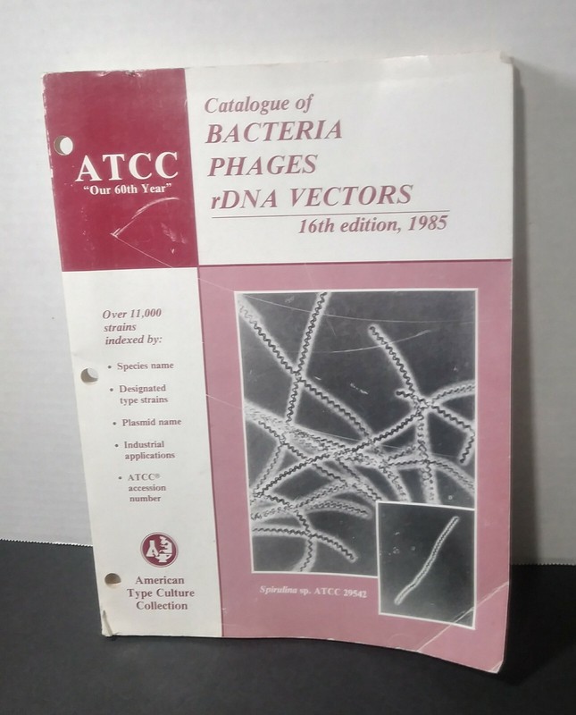ATCC Catalogue Of Bacteria Phages rDNA Vectors 16th Edition 1985 Reference Guide