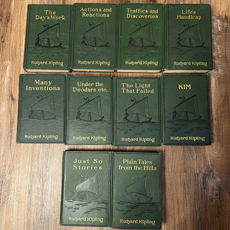 Rudyard Kipling Set of 10 Volumes Doubleday Hardcovers Early 1900s