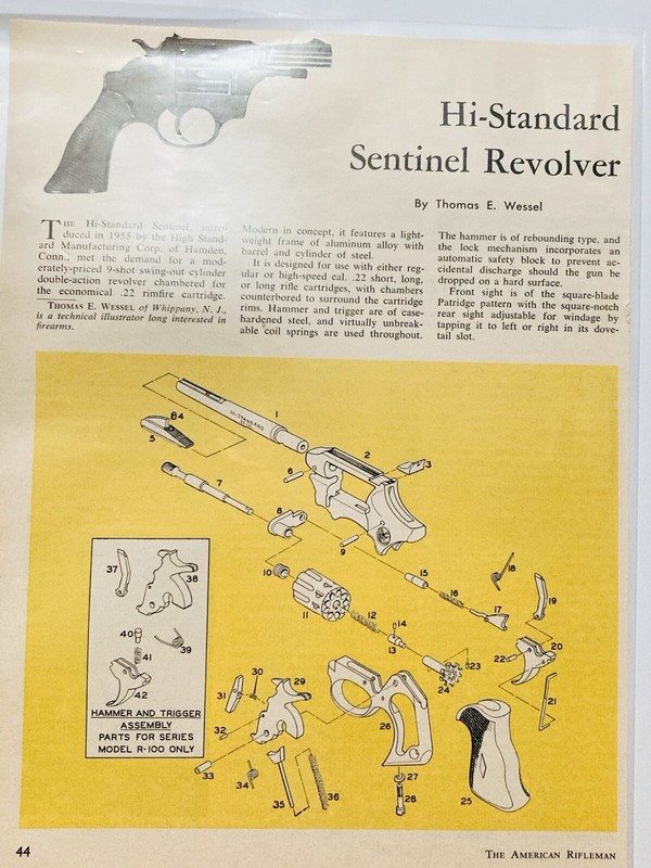 Hi-Standard Sentinel Revolver Takedown Exploded View Legend 1960