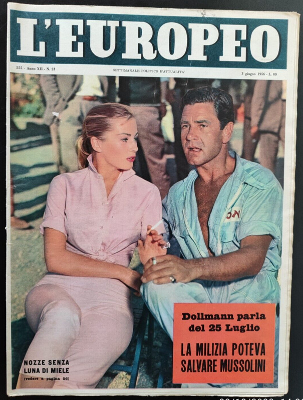 ANITA EKBERG ANTHONY STEEL L’EUROPEO 1956 MARISA ZOCCHI DI ORIANA FALLACI