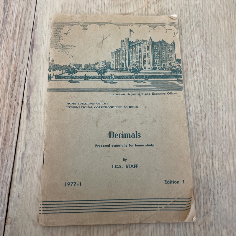 Decimals By I.C.S Staff, Edition 1, Serial 1977-1 Reprinted 1950