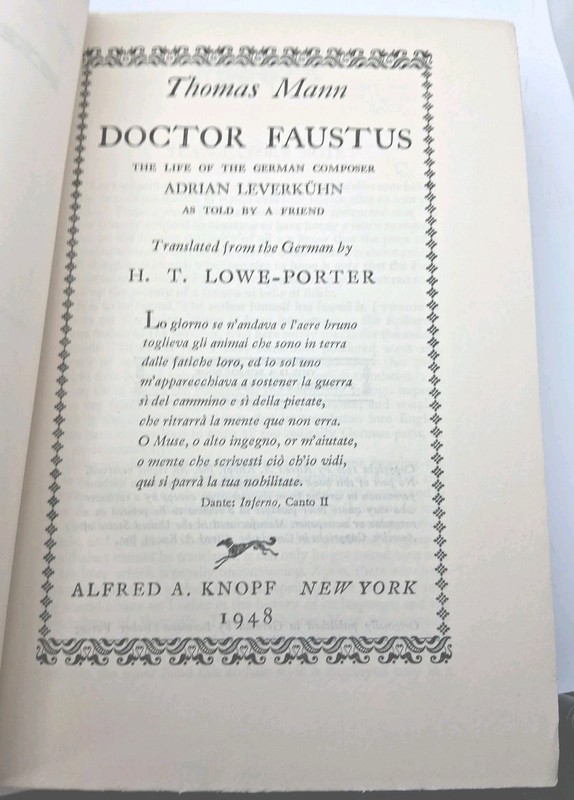 Doctor Faustus by Thomas Mann ~Book Club Edition 1948 w/Extras, Inserts HC HB DJ gallery