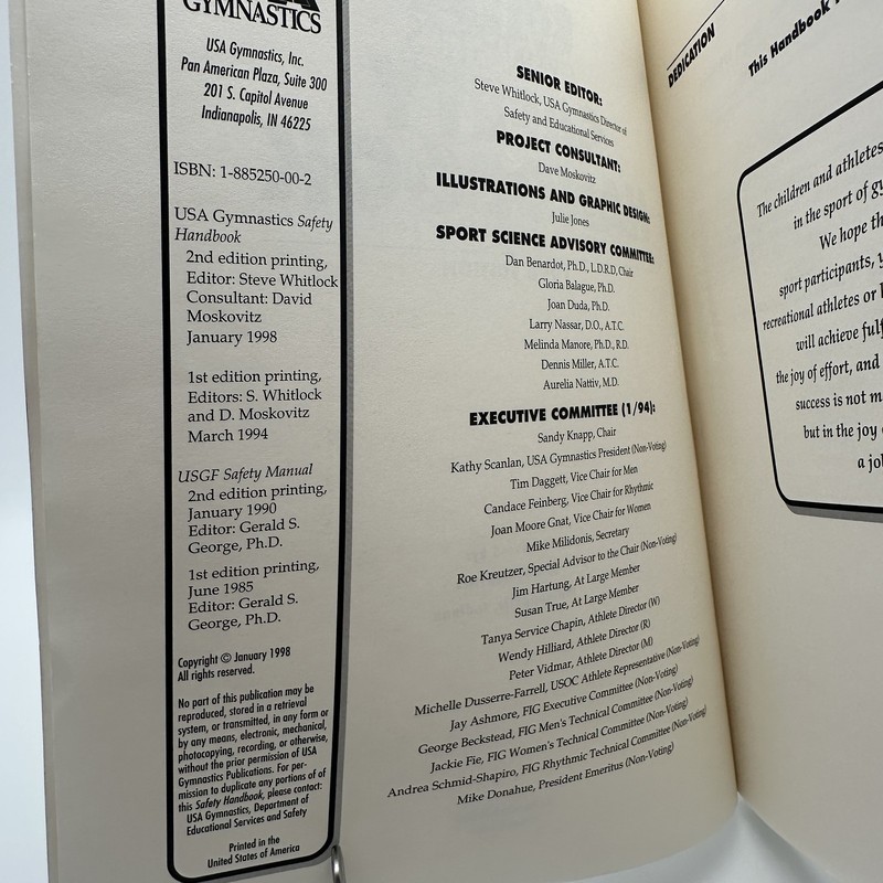 USA Gymnastics Safety Handbook 1998 Edition Textbook Certification Course Manual gallery