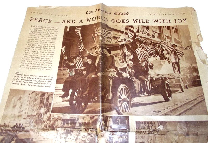 Bad RARE 11/5/1939 L.A. Times Rotogravure Insert 21st Anno '18 Armistice WWII C gallery