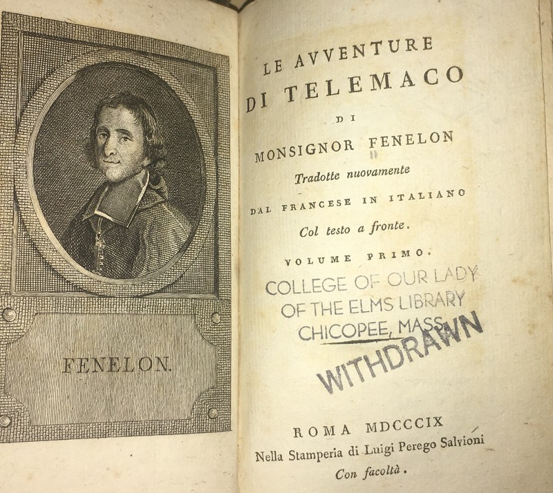 1809 Le Avventure di Telemaco, Fenelon, vol 1. in Italian. portrait & 6 plates.