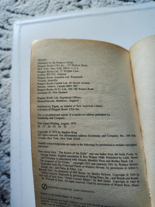 Salem's Lot by Stephen King - Signet Printing Paperback gallery
