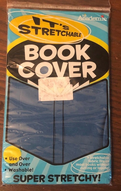 Book Cover SUPER Stretchy Re-use & Washable 12 3/4″ x 6 3/4″ IN Solid Dark Blue