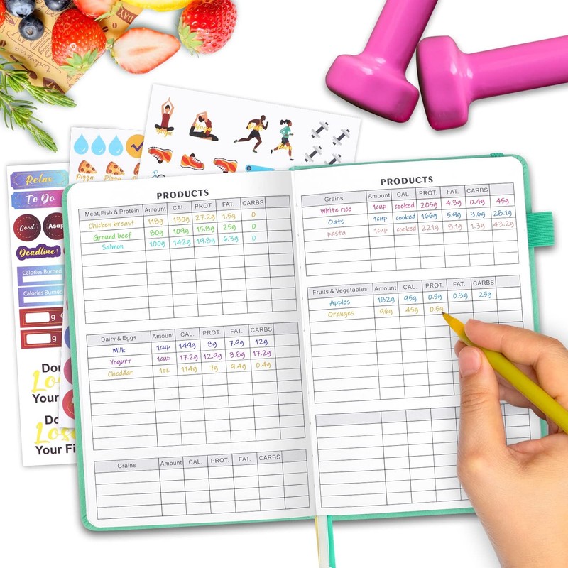 Food and Fitness Journal Hardcover Wellness Planner Workout Journal for Women... gallery