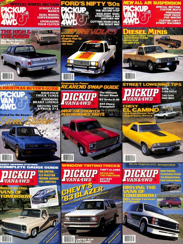 Pickup Van & 4WD Magazine Lot of 9 Issues 1982 and 1983