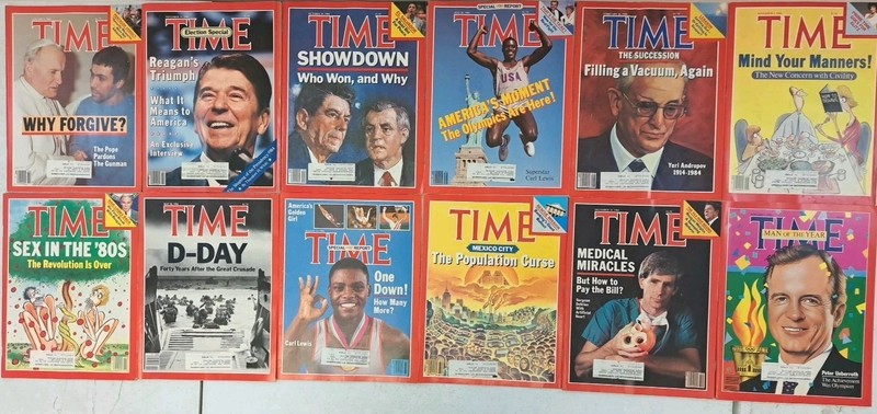1984 – 1985 Vintage Lot of 12 Time Magazines-Reagan-Olympics-Carl Lewis-ETC