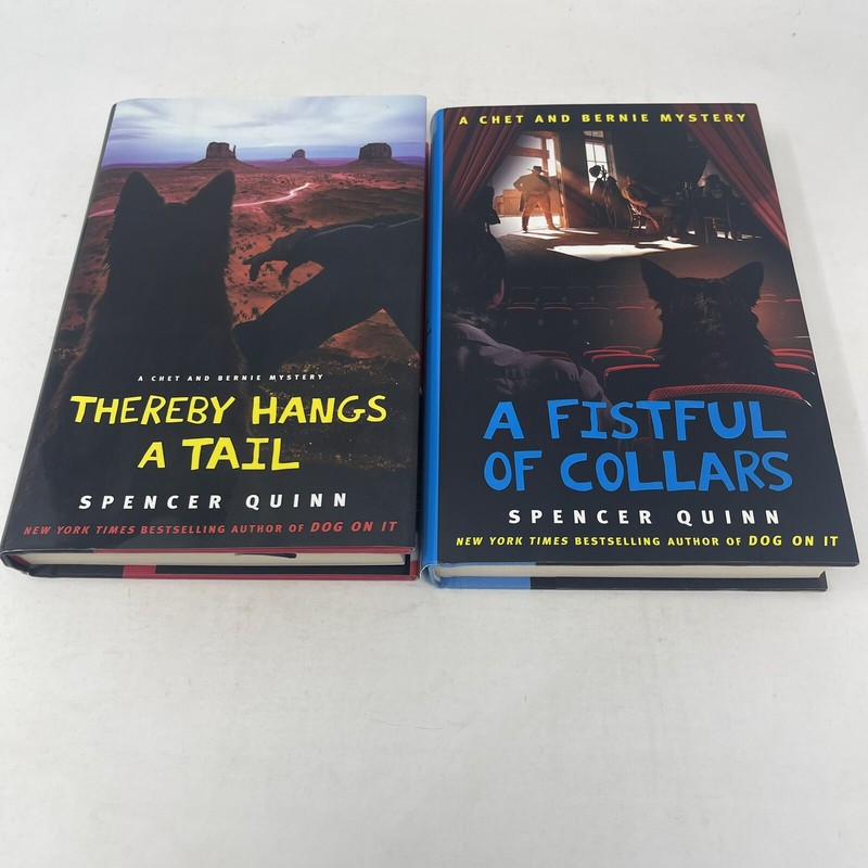 Spencer Quinn 2 Book Lot HC DJ Fistful Collars Thereby Hangs Tail Chet Bernie gallery