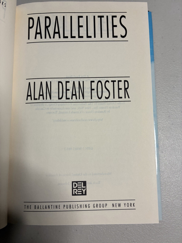 PARALLELITIES By Alan Dean Foster - Hardcover Vintage 1998 Del Rey DJ Excellent gallery