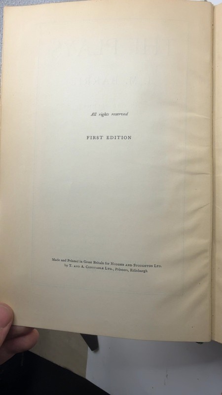 The Plays of J. M. Barrie J. M. Barrie Hardcover First Edition 1928 gallery