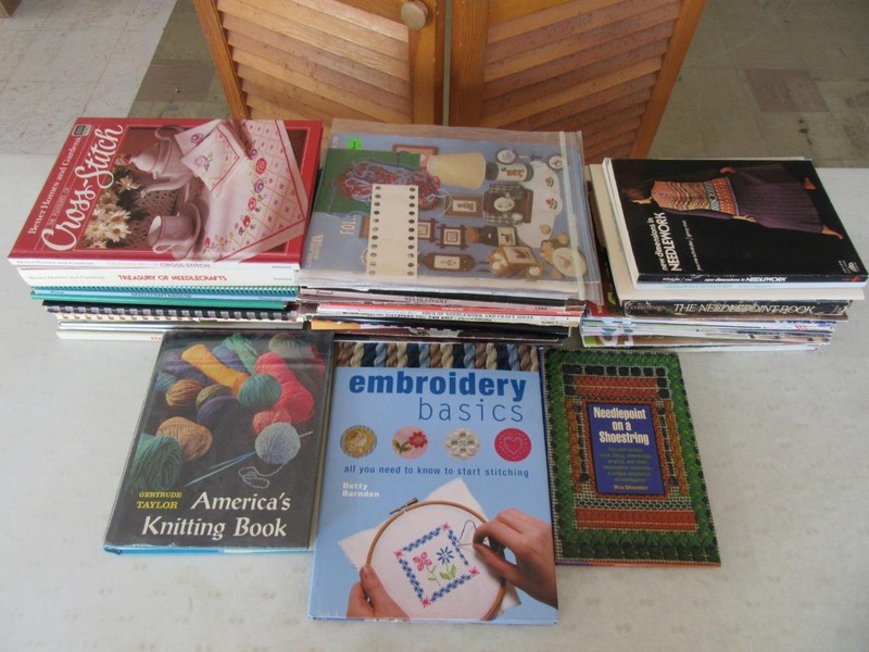 HUGE Lot of (90) NEEDLEWORK NEEDLE SEWING KNITTING EMBROIDERY CROSS STITCH Books