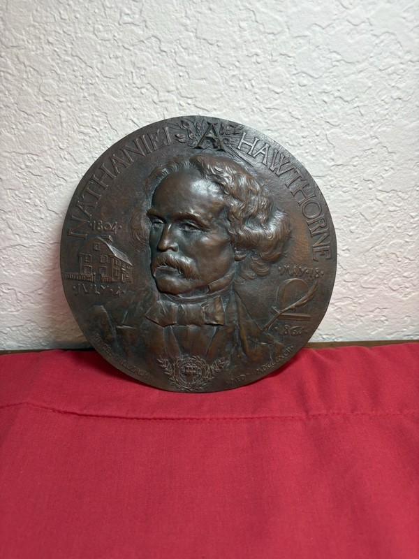 Bronze Roundel of Nathaniel Hawthorne by Jean-Desire Ringel D’Illzach Free Ship