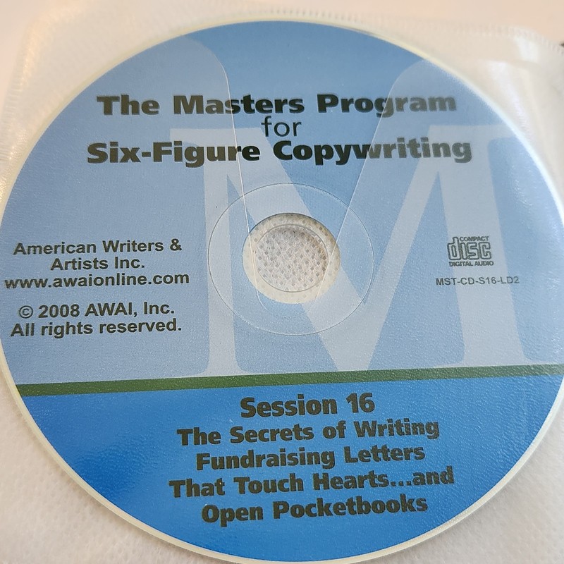 AWAI MASTERS PROGRAM FOR SIX FIGURE COPYWRITING DISC #16 FUNDRAISING LETTERS CD
