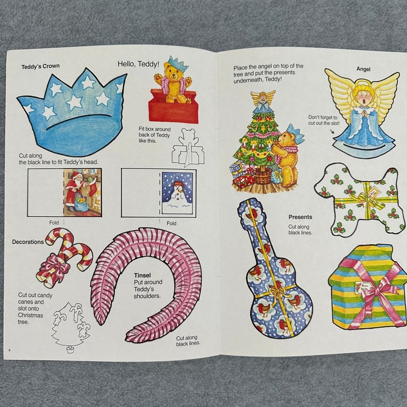 Watermill Press Activity Book Kids Red Teddy's Christmas Cut-Out Vintage Uncut gallery