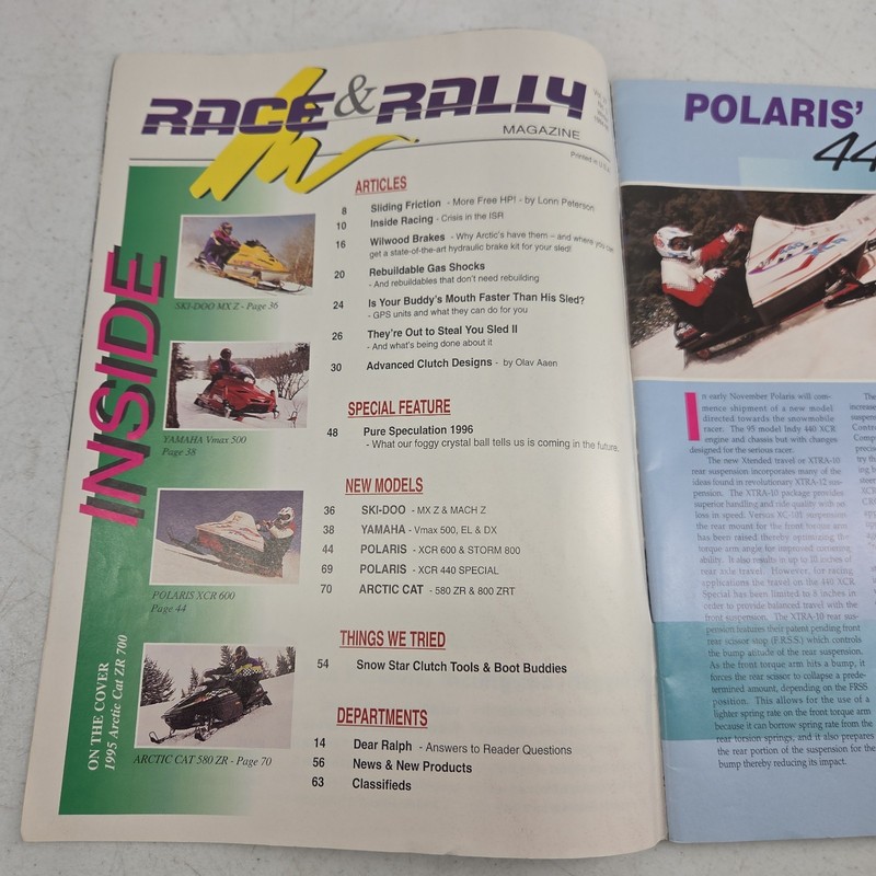 Snowmobilers Race & Rally Magazine Winter 1994 1995 Arctic Cat 580 ZR 800 ZRT gallery