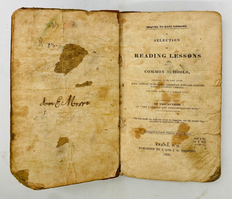 1830 Reading Lessons for Common Schools Illustrated Anthology Antique Book gallery