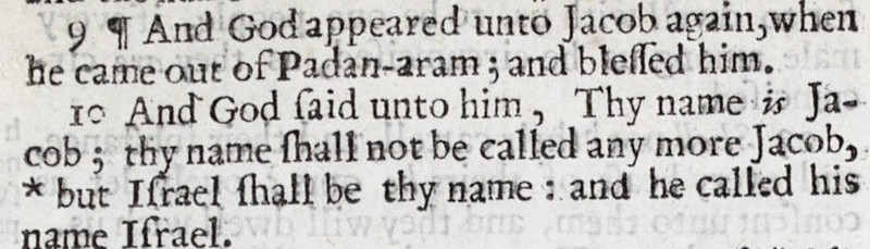 Jacob Renamed Israel Genesis 35 1649 King James Bible KJV Leaf Rachel Isaac