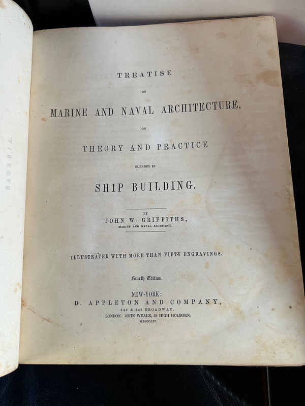TREATISE on MARINE & NAVAL ARCHITECTURE JOHN W GRIFFITHS 1854 1/2leather rebind