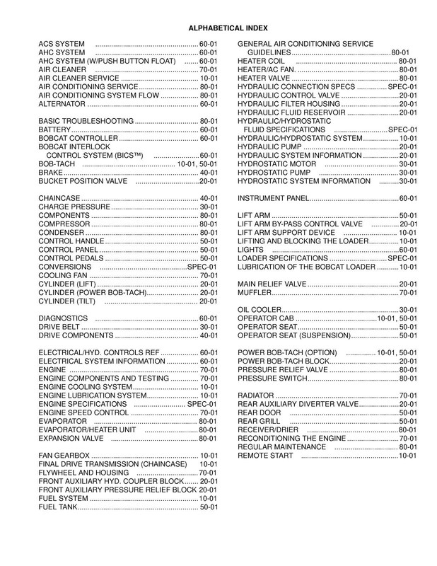 BOBCAT 773 High Flow Turbo G Series Service Manual BINDING COVERING FOLDOUTS gallery