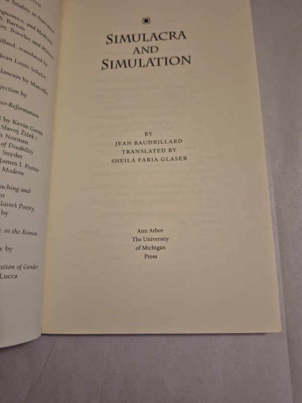 Simulacra and Simulation Jean Baudrillard TPB Postmodern Philosophy Theory gallery