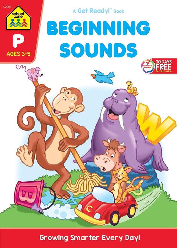 School Zone Beginning Sounds Workbook: 32 Pages, Preschool, Kindergarten, Le…