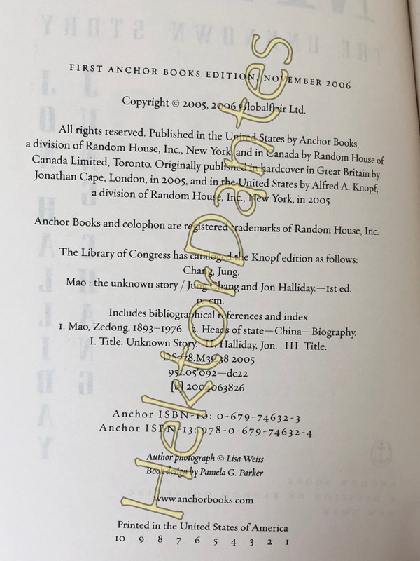 Mao: The Unknown Story by Jung Chang & Jon Halliday (2006, TrPB) gallery