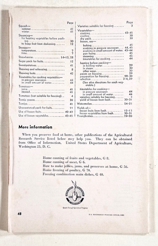 1961 Dept. of Agriculture HOME FREEZING OF FRUITS & VEGETABLES cookbook BULLETIN gallery