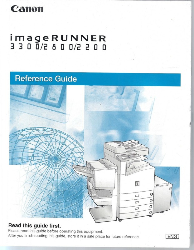 Canon Image Runner 3300 2800 2200 Reference Guide 2003 # FA7-4284 Manual