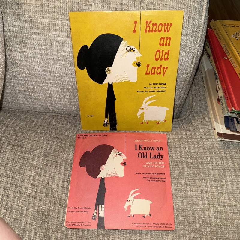 I Know An Old Lady Who Swallowed a Fly by Rose Bonne 1961 Paperback W/ Record
