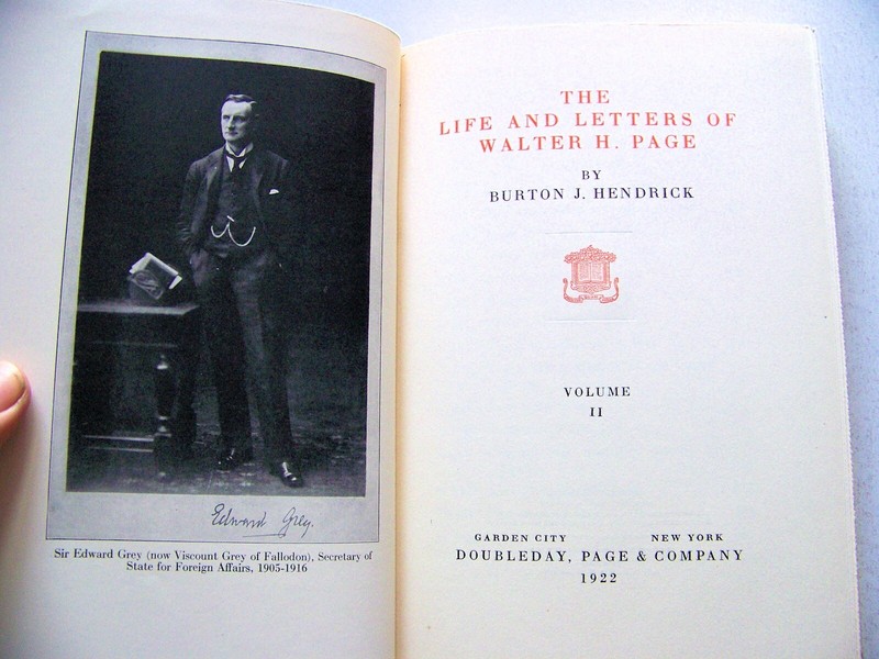 1922 1st Edition THE LIFE & LETTERS OF WALTER H. PAGE Two Volume Set w/DJ's gallery