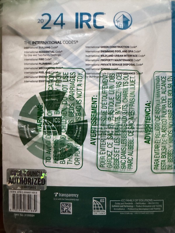 2024 International Residential Code for one and two family dwellings. Brand New.