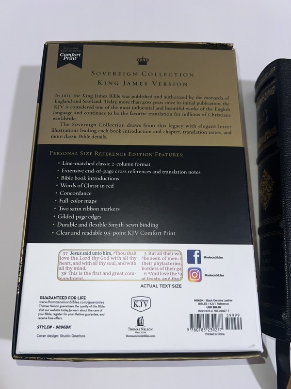 KJV Holy Bible Personal Size Sovereign Collection Black Leather by Thomas Nelson gallery