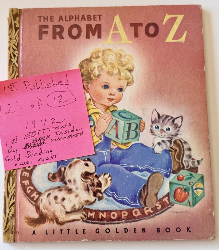 1942 1st Edition Alphabet From A To Z Little Golden Book 1st Print 2 of 12 Gold