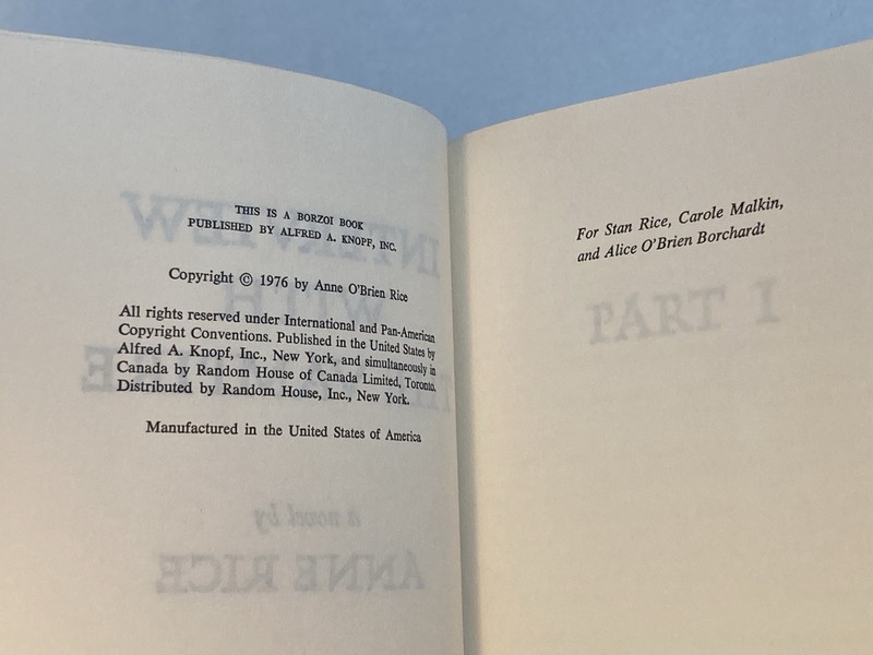 Interview with The Vampire by Anne Rice; 1976 Book Club Edition, VG / VG gallery