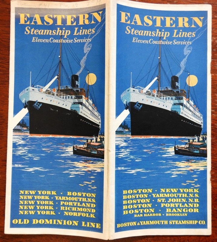Eastern Steamship Lines 1930 illustrated travel brochure with map gallery