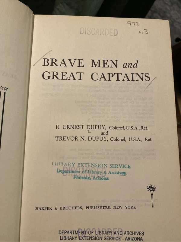 Brave Men and Great Captains Ernest & Trevor Dupuy 1959 1st Ed Exlibrary Battles gallery