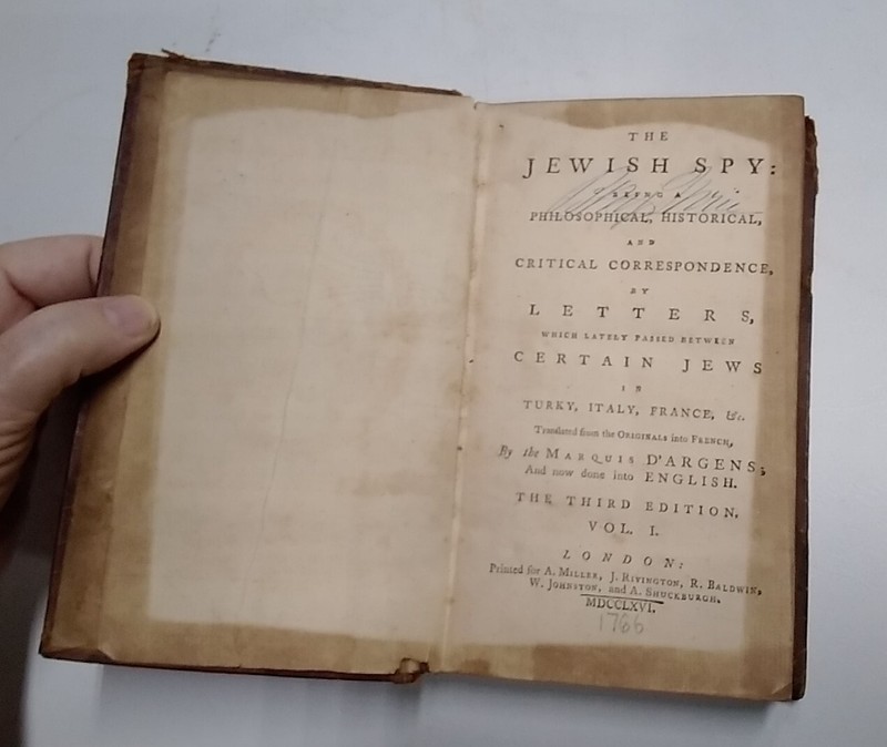 The Jewish Spy Series By Marquis D'Argens, 5 Vols. 1766. Rare. Leatherbound gallery