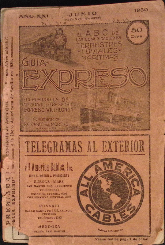 June 1930 Guia Expreso Argentine Transportation Guide 234 pages 5×7″