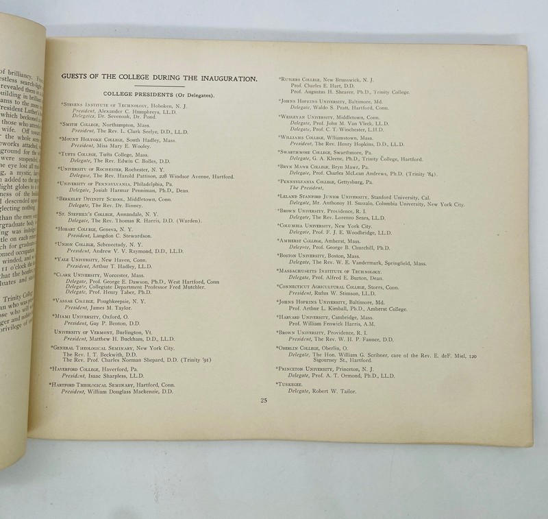 1904 Trinity Tripod College Hartford CT Inauguration Flavel Sweeten Luther gallery