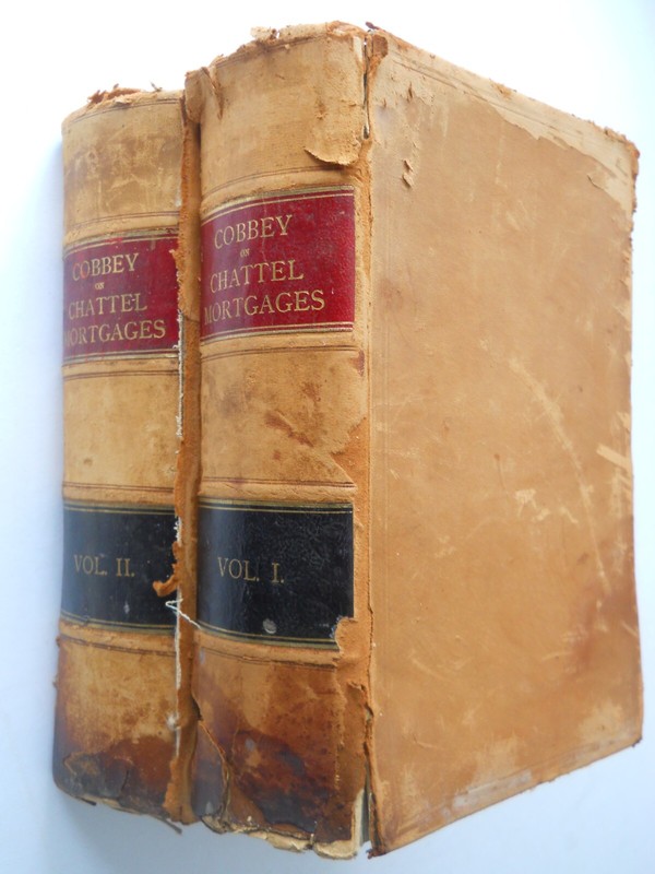 J. E. COBBEY ON CHATTEL MORTGAGES VOLUME I AND II, ANTIQUE LAW BOOKS 1893 RARE
